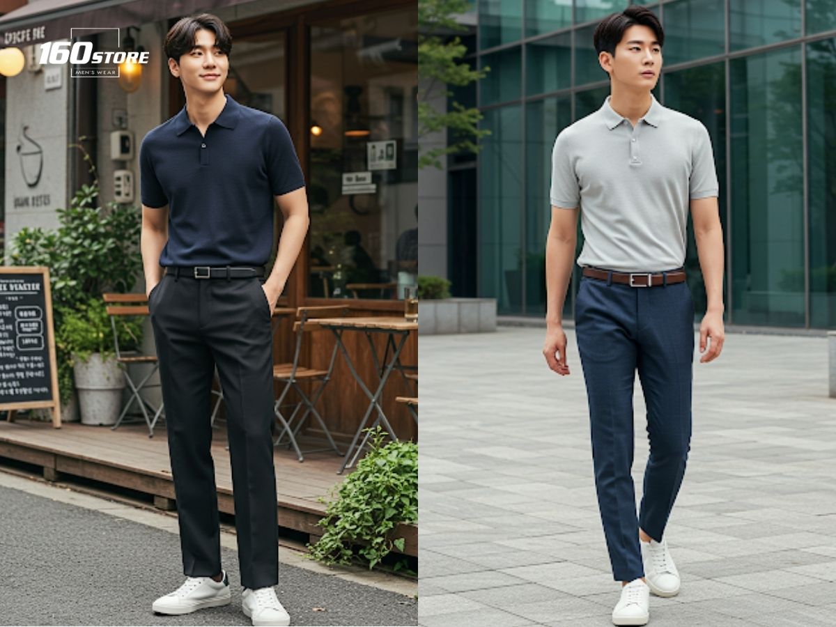 Quần tây ống suông và áo polo