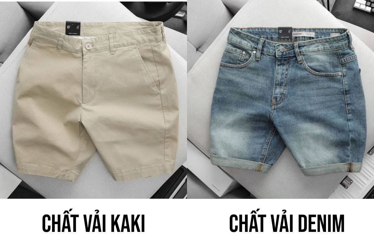 Quần short được thiết kế với nhiều chất liệu vải khác nhau