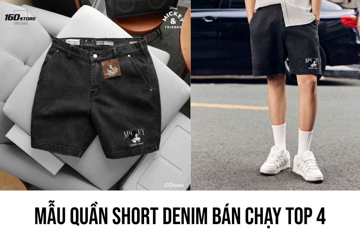 Quần Short Nam Denim Ống Suông Disney Industrial Form Loose