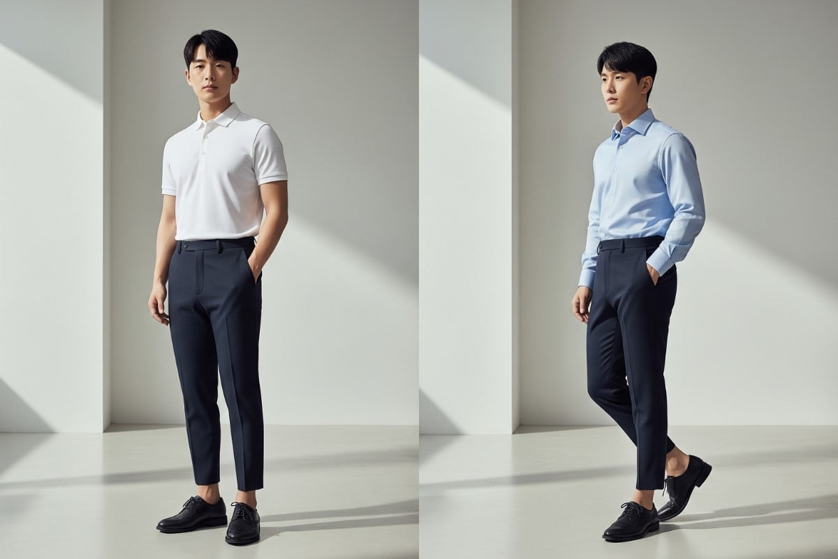 Chọn quần tây slim-fit cho người dáng thấp