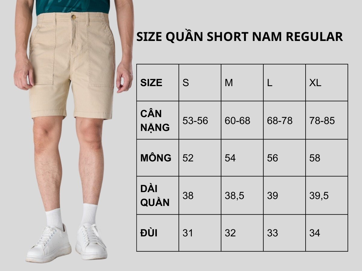 Bảng size quần short