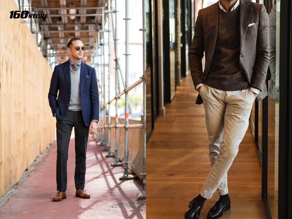 Kết hợp áo sweater và bộ suit