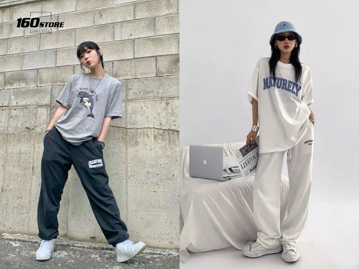 Áo phông oversize kết hợp với quần baggy