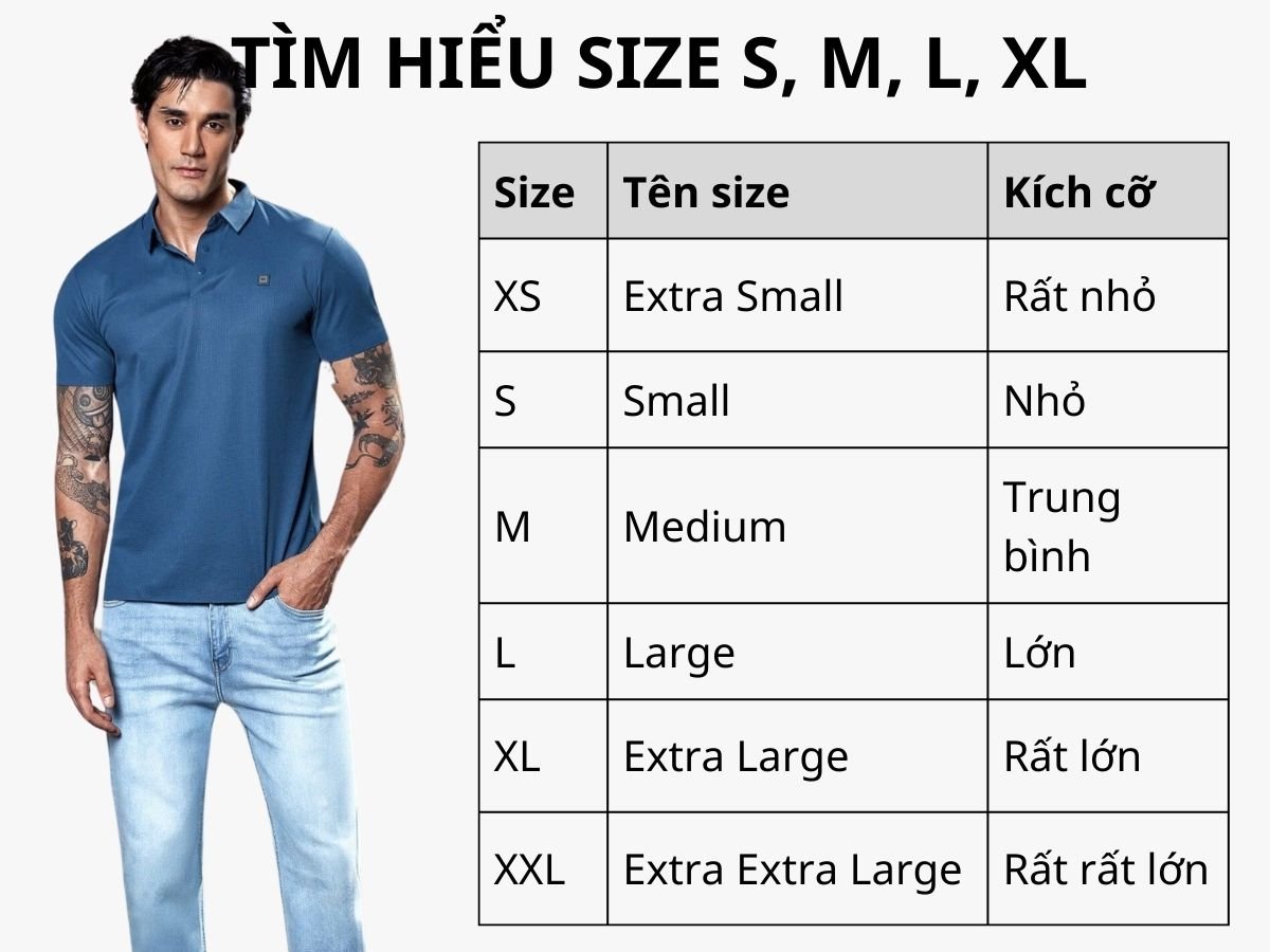 Tìm hiểu size áo S, X, M, L, XL