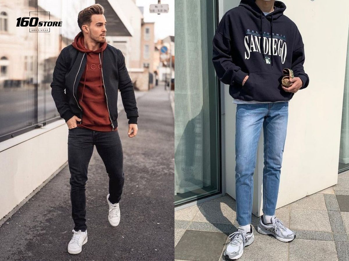 Phối quần Smart Fit jeans với áo hoodie