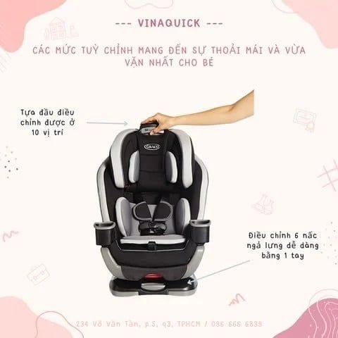6 mức ngả có thể điều chỉnh giúp cho bé nằm hoặc ngồi thoải mái hơn