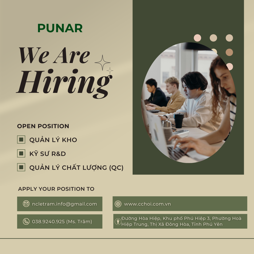 C'CHOI TUYỂN DỤNG - HỖ TRỢ SẢN XUẤT (Làm việc tại Phú Yên)