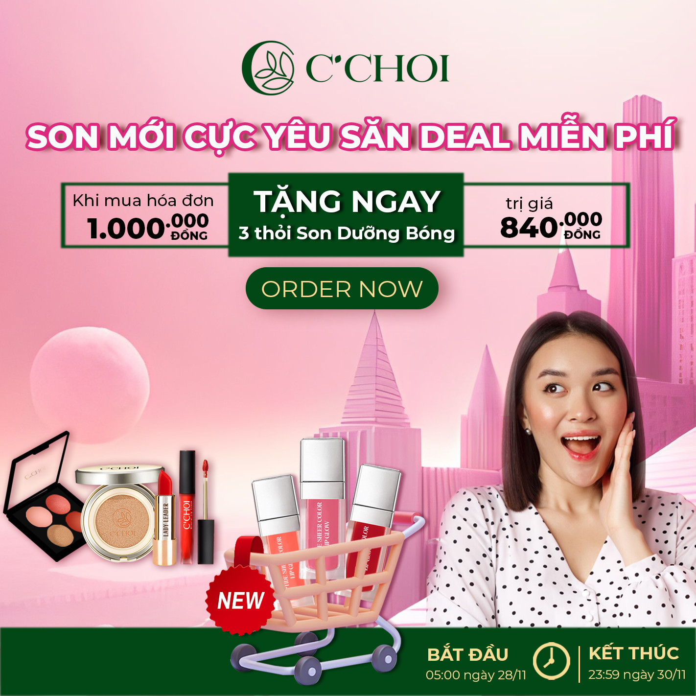 C’CHOI CHÍNH THỨC RA MẮT DÒNG SON DƯỠNG BÓNG MỚI :TRẢI NGHIỆM SON MỚI CỰC YÊU CHỈ 0Đ