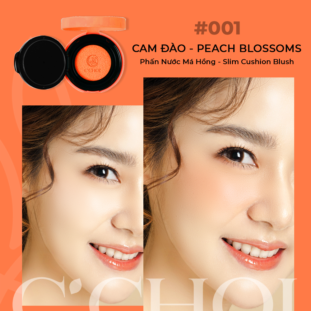 Phấn Nước Má Hồng C’Choi – Slim Cushion Blush màu cam đào - Peach Blossoms #001
