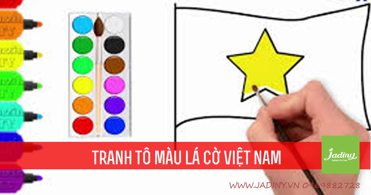 Bộ tranh tô màu lá cờ Việt Nam cho các bé