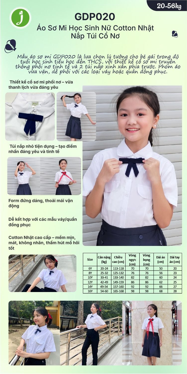 Áo sơmi học sinh nữ - đồng phục học sinh