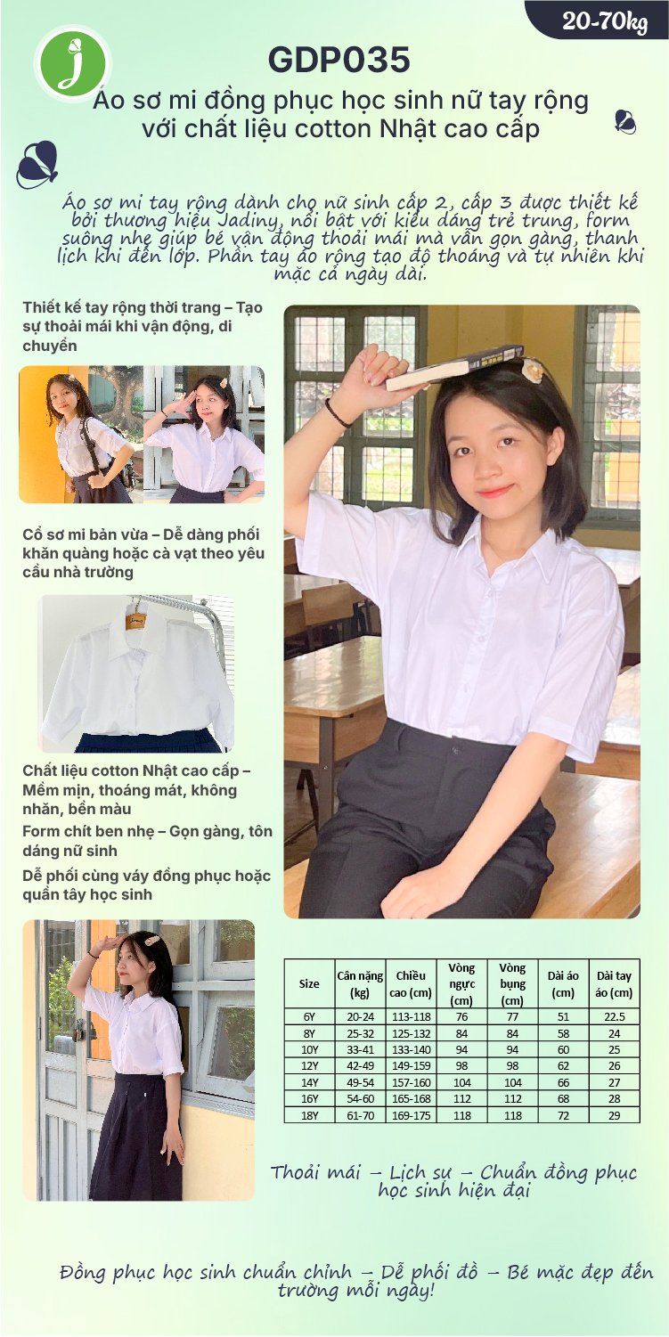 Áo sơmi học sinh nữ - đồng phục học sinh
