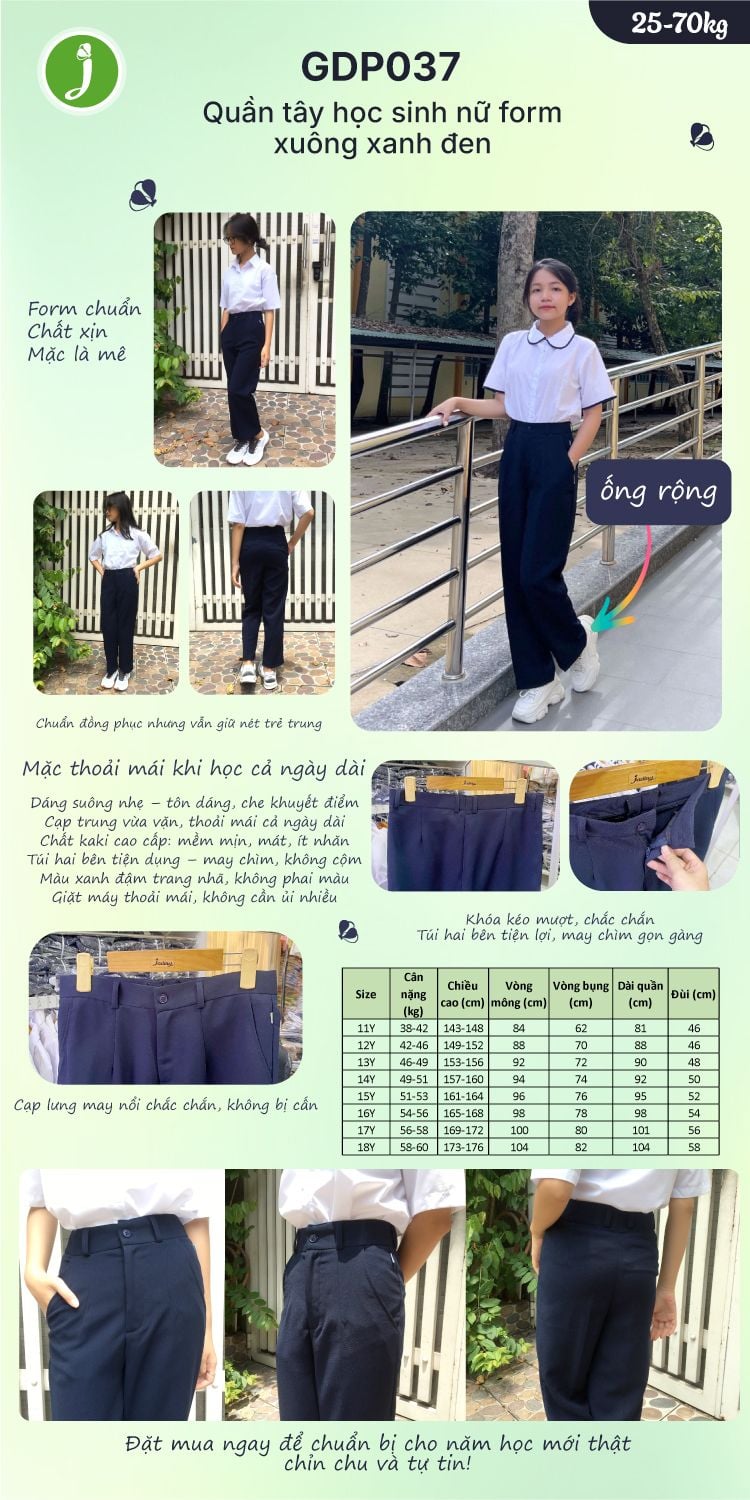 Quần tây học sinh nữ - đồng phục học sinh