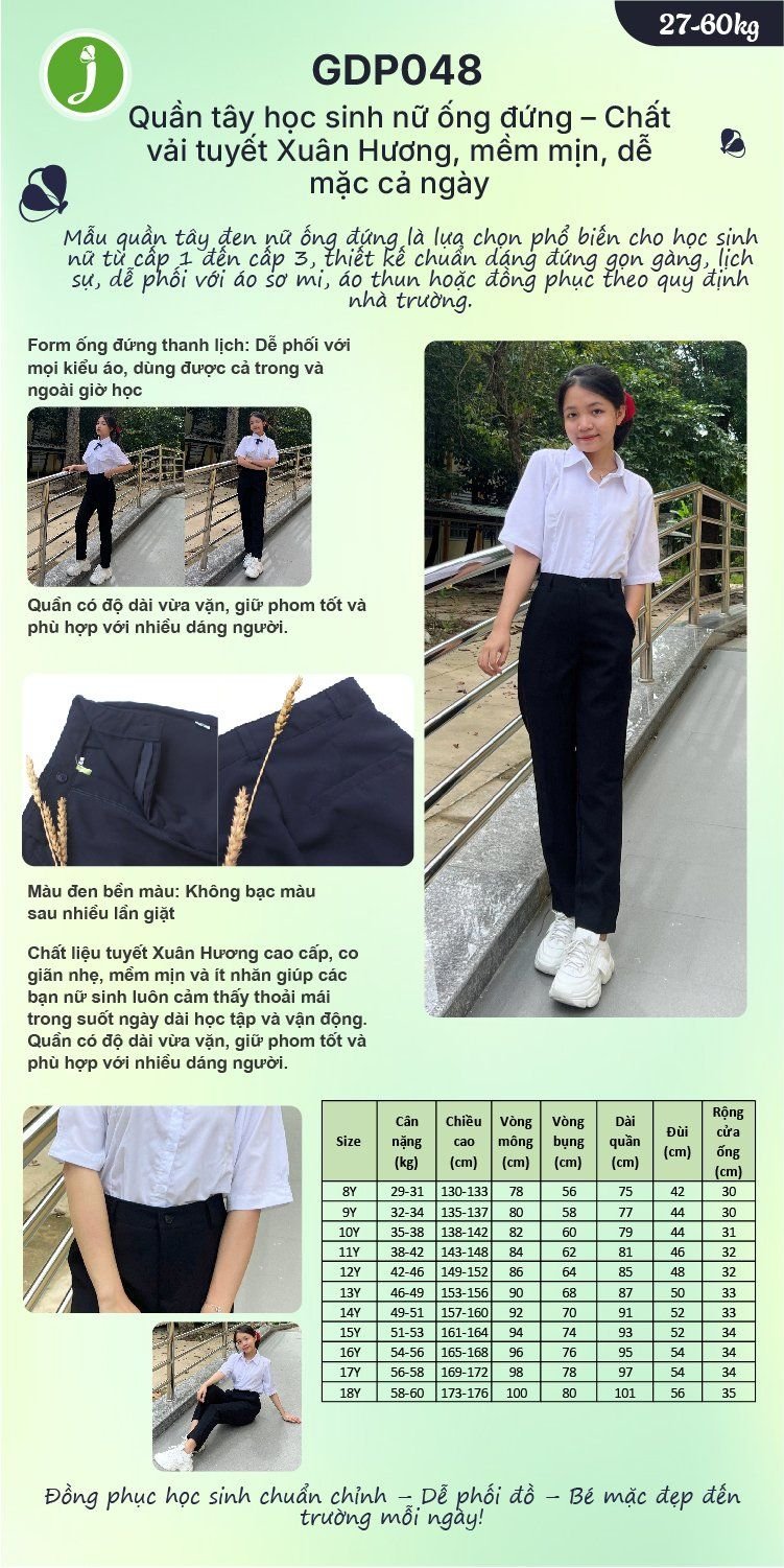 Quần tây học sinh nữ - đồng phục học sinh