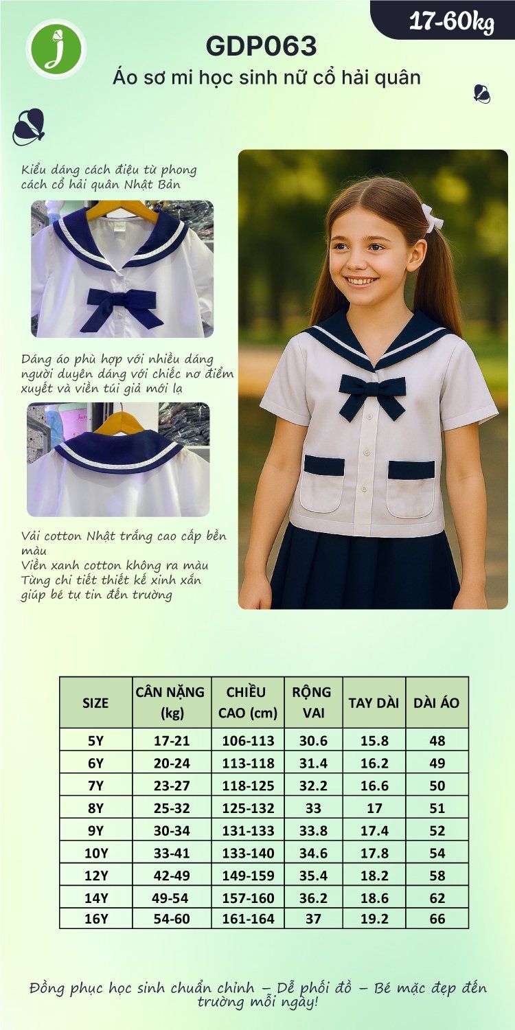 Đồng phục học sinh áo sơ mi trắng nữ