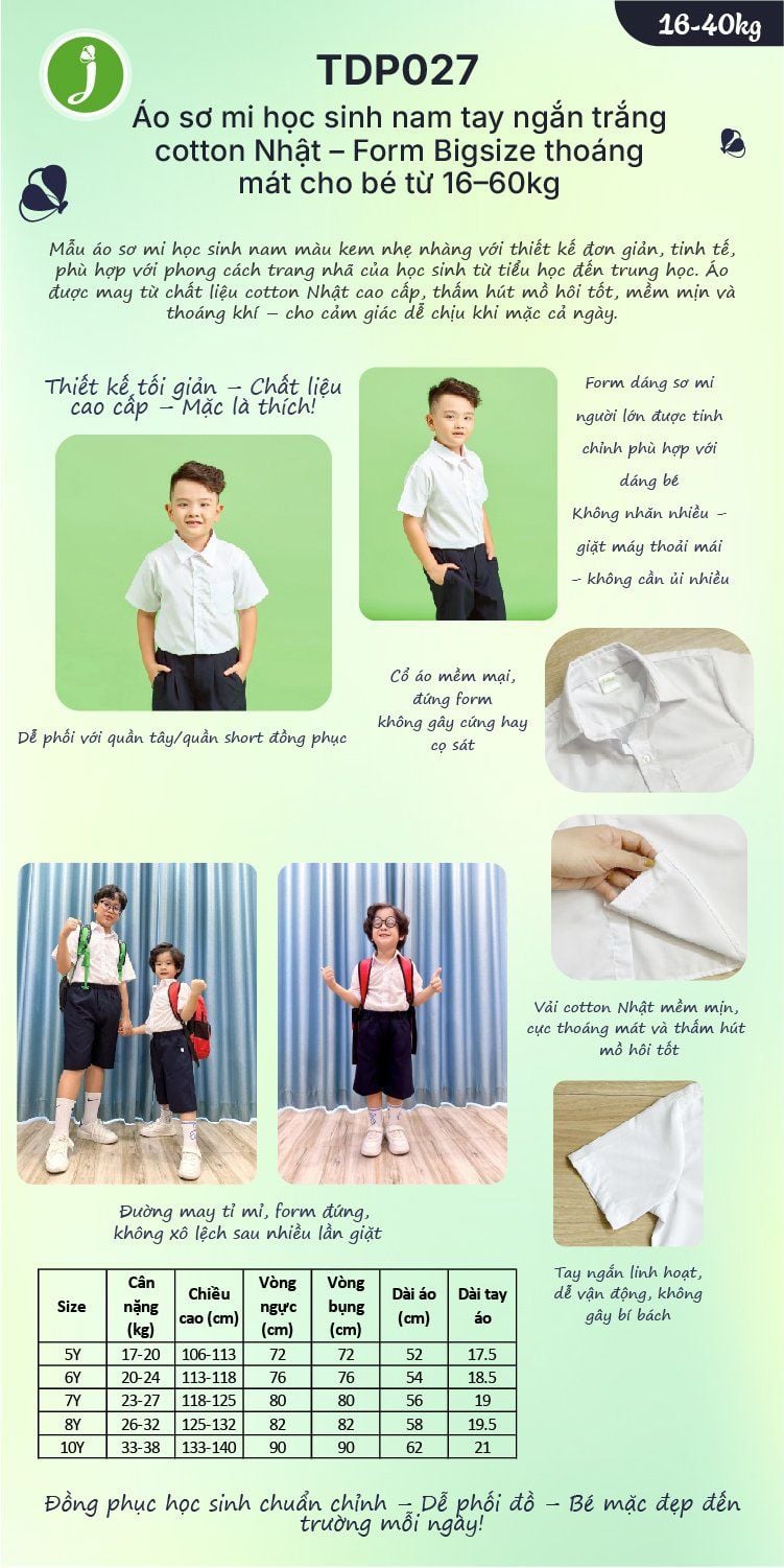 Đồng phục học sinh áo sơ mi trắng