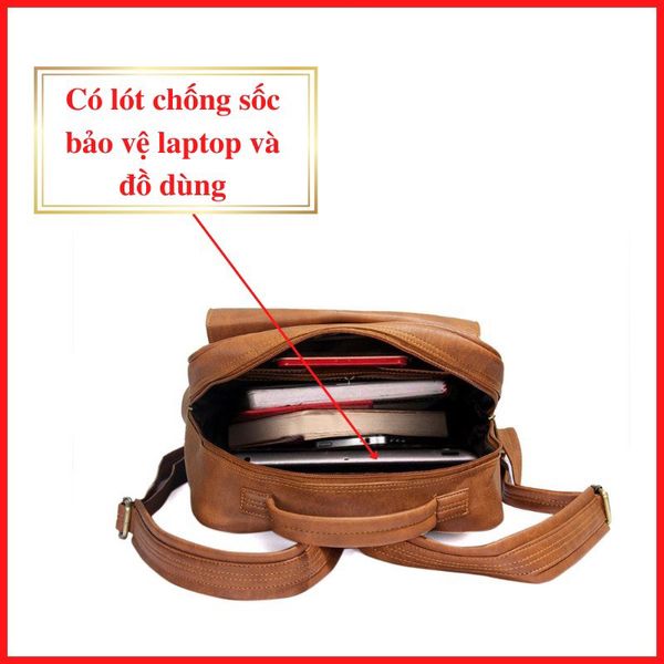 Balo da BLD003 thiết kế lớp chống sốc bảo vệ laptop và đồ dùng