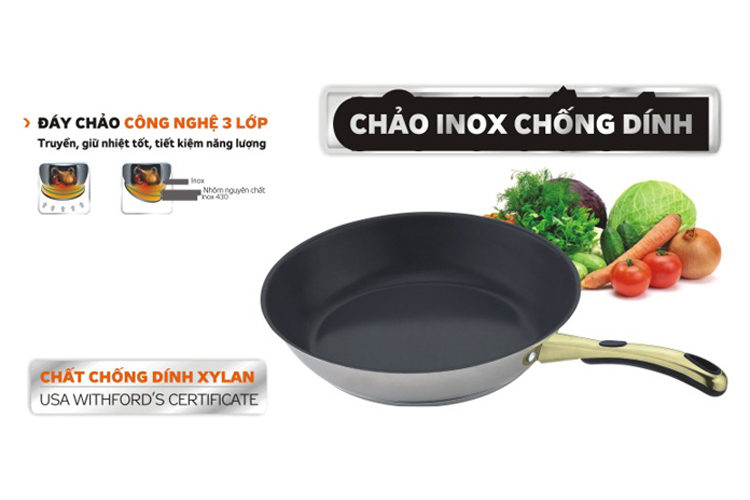 Chảo chống dính inox nano Kangaroo 28cm KG582M