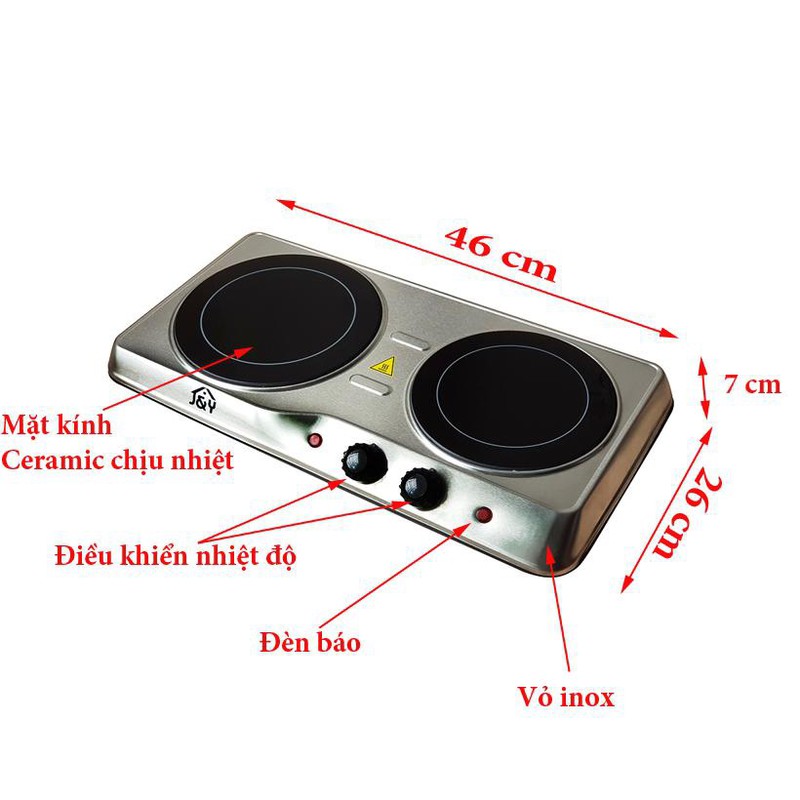Bếp đôi hồng ngoại inox Greencook JYEC-12801SS