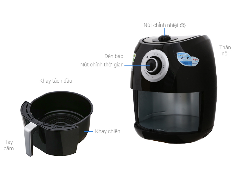 Nồi chiên không dầu Magic A84 màu đen (Hàn Quốc)