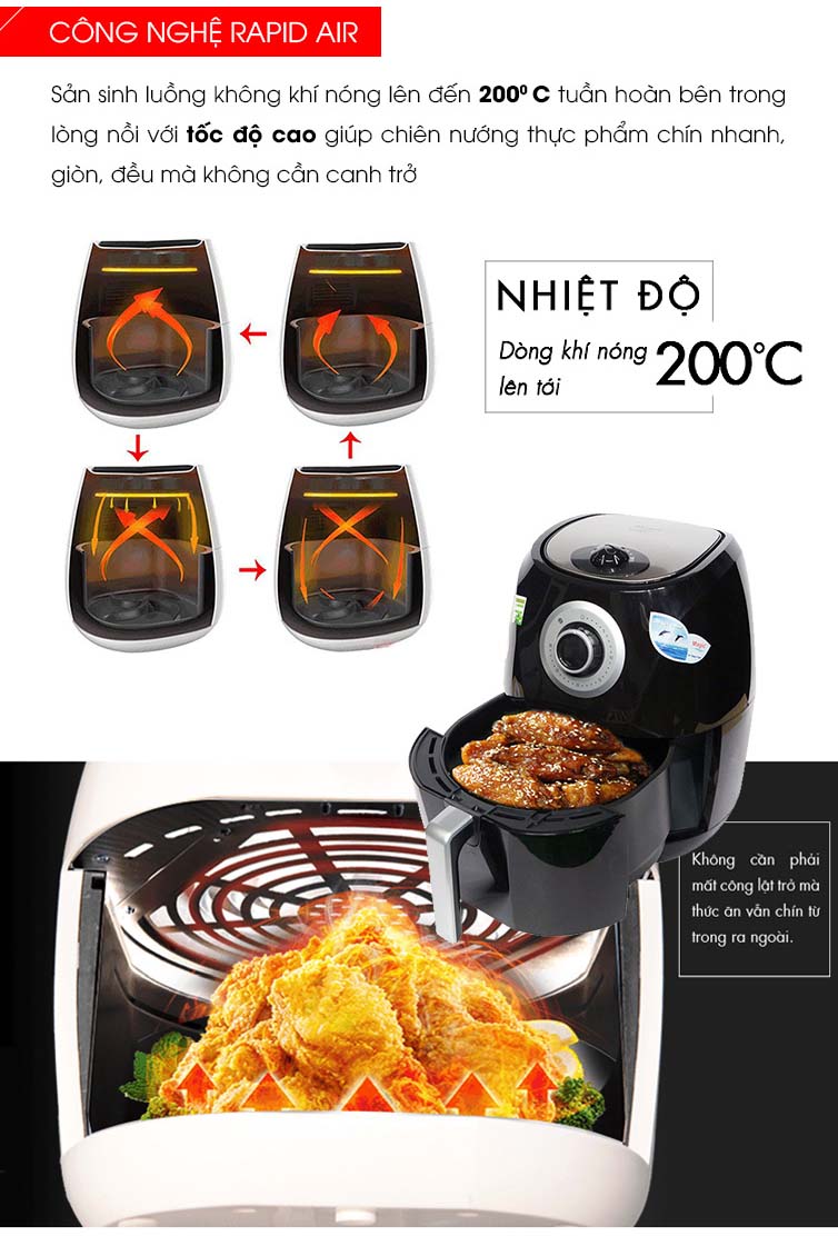 Nồi chiên không dầu Magic A84 màu đen (Hàn Quốc)