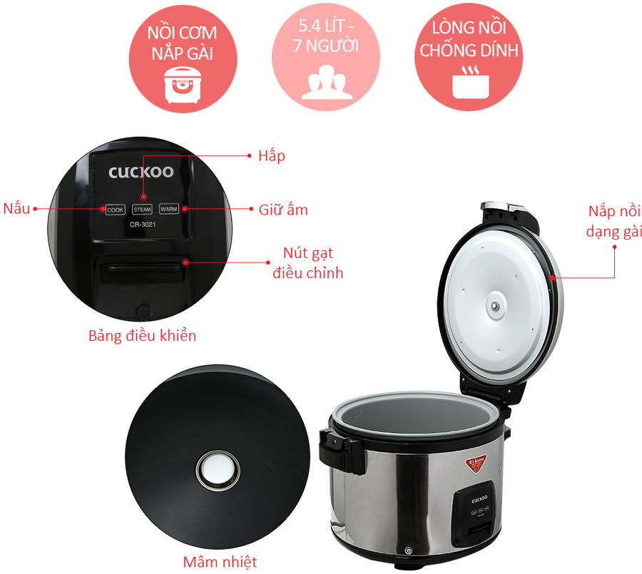Nồi cơm điện nắp gài Cuckoo CR-3021S 5.4L Hàn Quốc