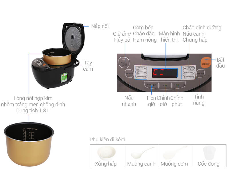 Nồi cơm điện tử Midea MB-FS5018B 1.8L