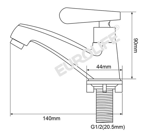 Thông số kỹ thuật vòi lavabo lạnh Inox SUS 304 Eurolife EL-LL122 (Trắng vàng)