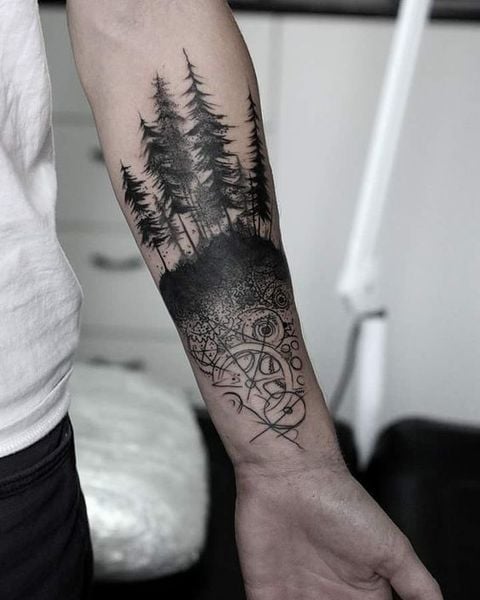 Những Mẫu Hình Xăm (Tattoo) Hình Cây Cỏ - Cây Chim Đẹp – WoWMen | Forest  tattoos, Cuff tattoo, Forest forearm tattoo