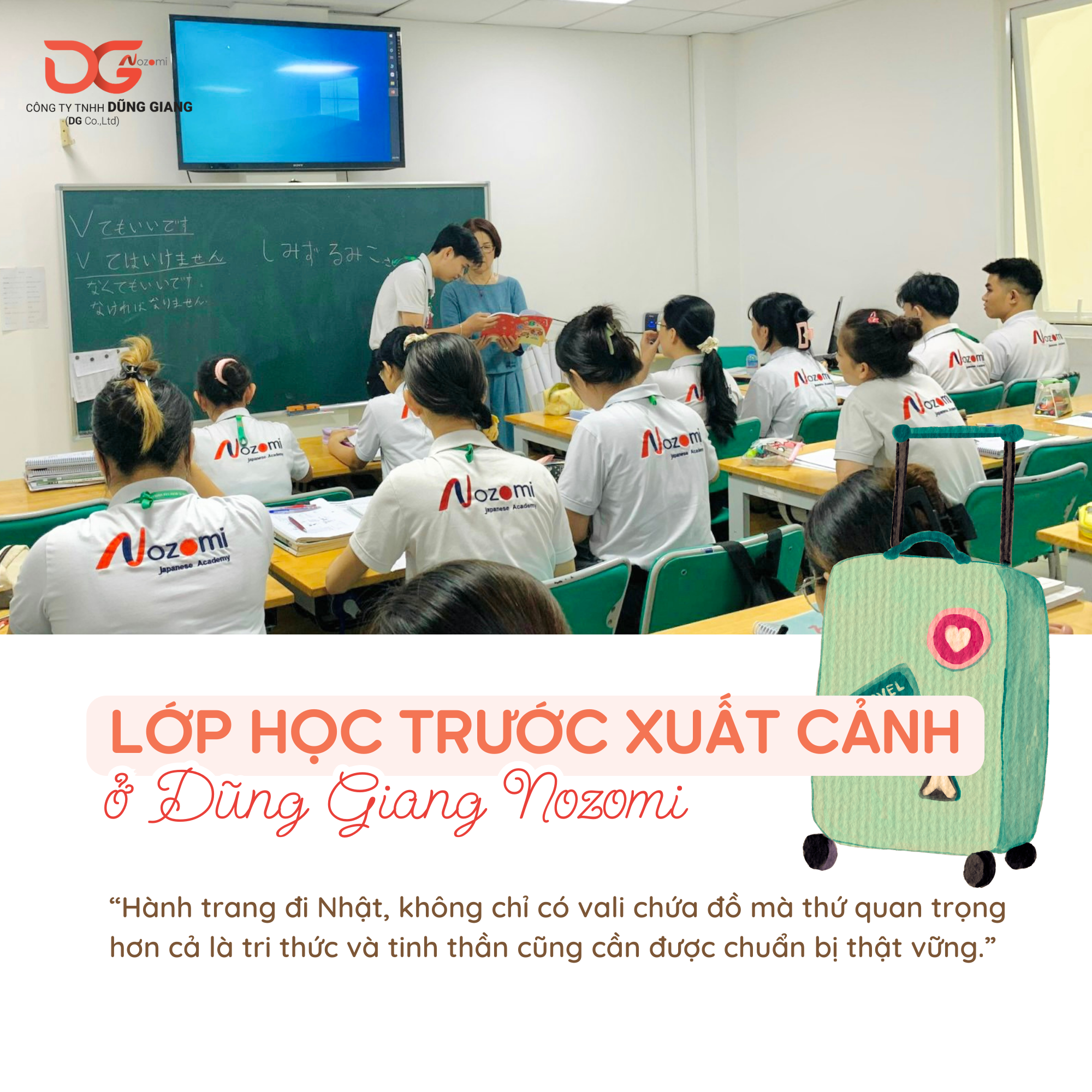 Khám phá lớp học trước xuất cảnh ở Dũng Giang Nozomi