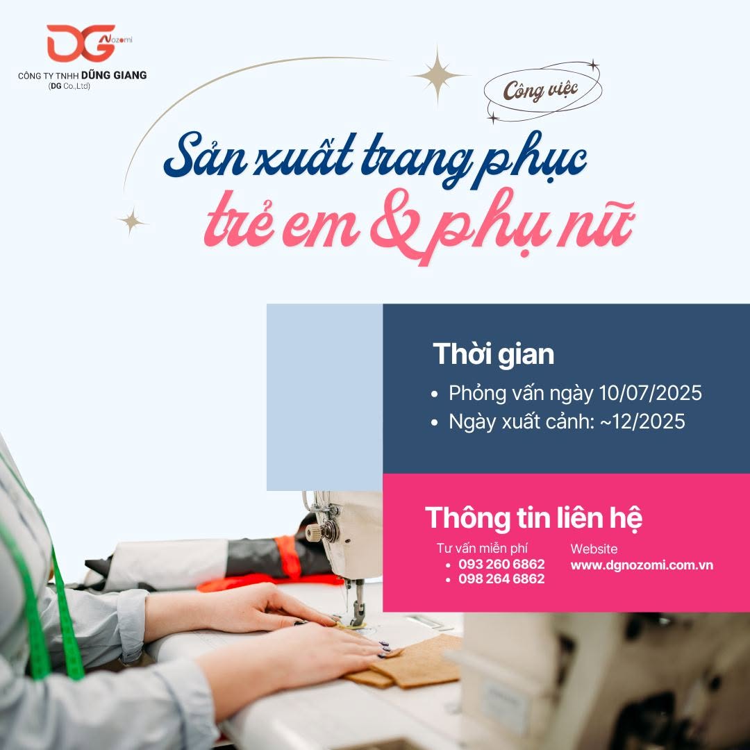 TUYỂN DỤNG SẢN XUẤT TRANG PHỤC TRẺ EM & PHỤ NỮ