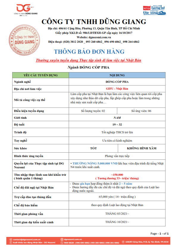 ĐƠN HÀNG CỐP PHA THÁNG 03/2021 - THU NHẬP LÊN ĐẾN 33 TRIỆU VND/ THÁNG