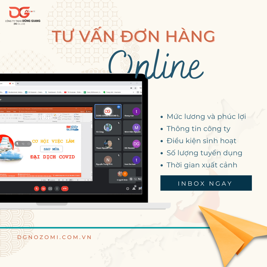 TƯ VẤN ONLINE - THÔNG TIN ĐƠN HÀNG LÀM VIỆC TẠI NHẬT BẢN