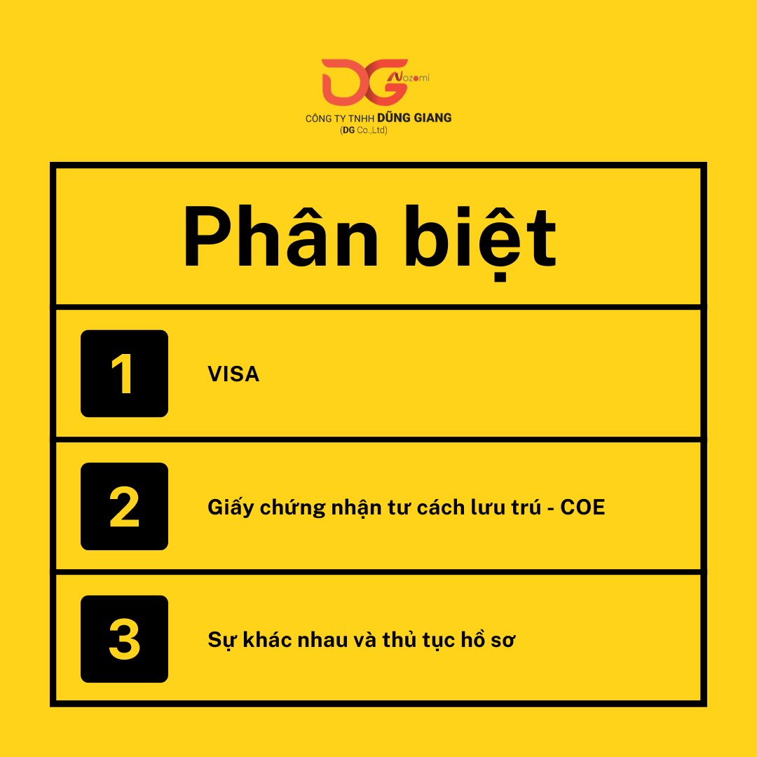 PHÂN BIỆT VISA VÀ GIẤY CHỨNG NHẬN TƯ CÁCH LƯU TRÚ (COE)