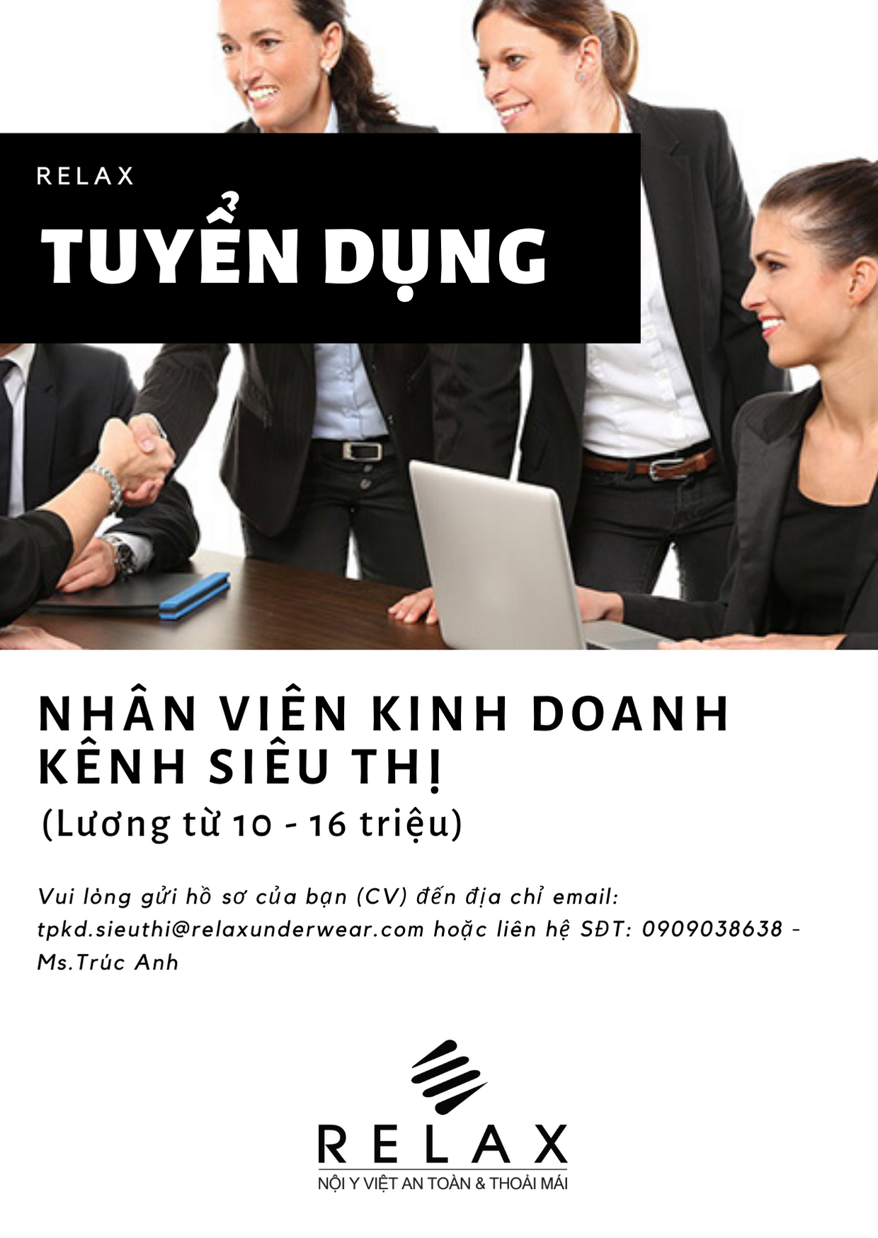 RELAX TUYỂN DỤNG NHÂN VIÊN KINH DOANH KÊNH SIÊU THỊ