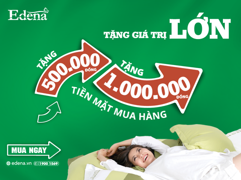 EDENA TẶNG TIỀN MUA SẮM LÊN ĐẾN 1 TRIỆU ĐỒNG