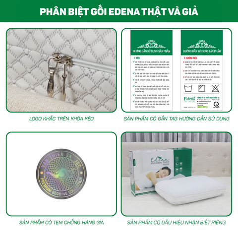 Phân biệt gối Edena thật và giả