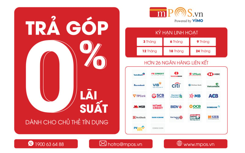 Mua Hàng Trả Góp Lãi Suất 0% Thẻ Tín Dụng Qua Cổng MPOS– Mắt Kính HATO