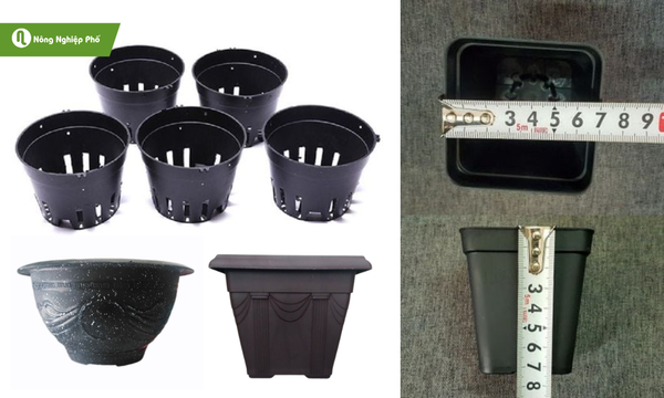 Chậu nhựa đen trồng cây cảnh, trồng hoa đa dạng kích thước