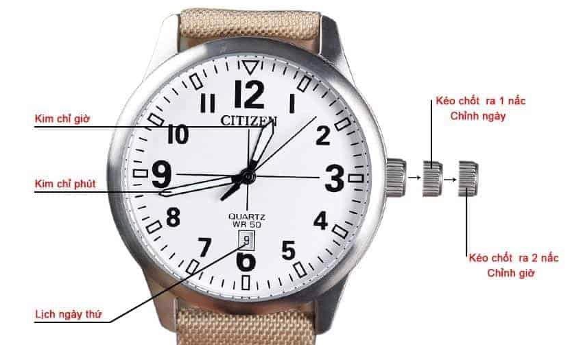 Cách chỉnh lịch ngày cho đồng hồ cơ 3 kim