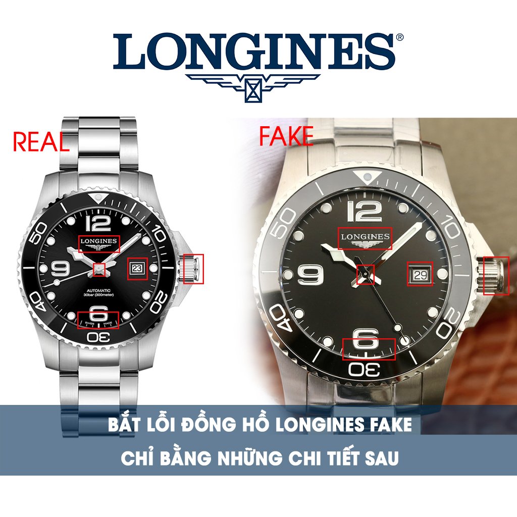 B t l i ng h Longines fake ch b ng nh ng chi ti t sau