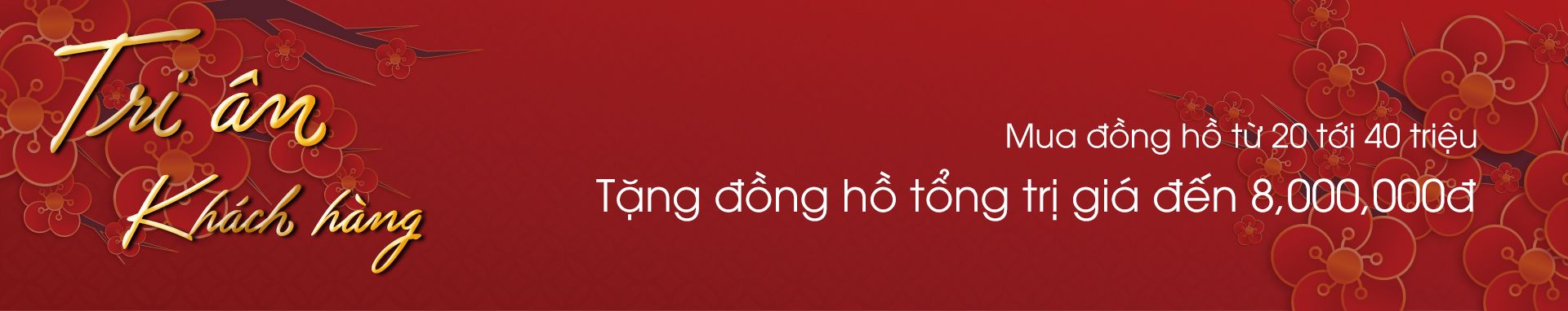 Tặng đồng hồ tổng trị giá đến 8 triệu khi mua đồng hồ từ 20 triệu - 40 triệu
