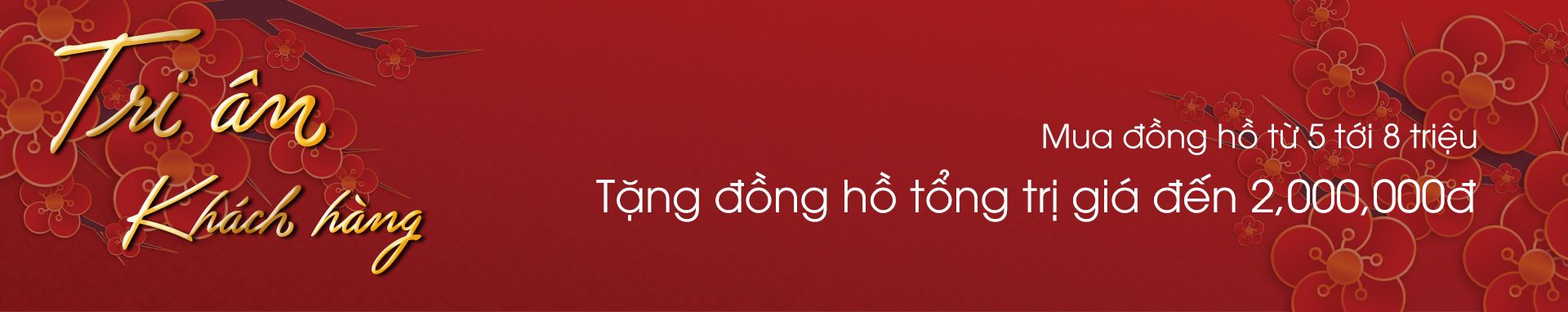 Tặng đồng hồ tổng trị giá dưới 2 triệu khi mua đồng hồ từ 5 triệu - 8 triệu