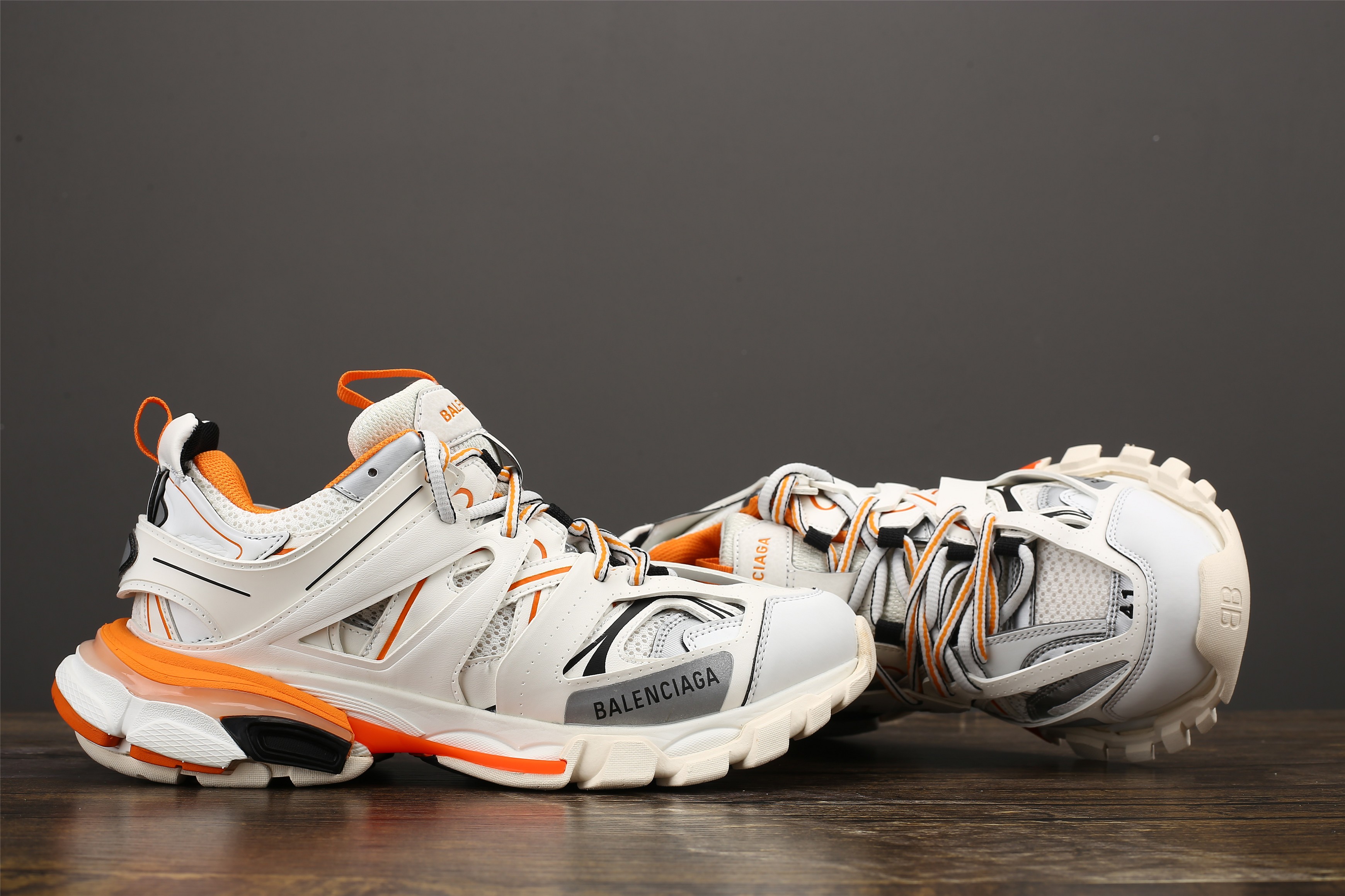 Balenciaga Orange  White Track Sneakers  SSENSE