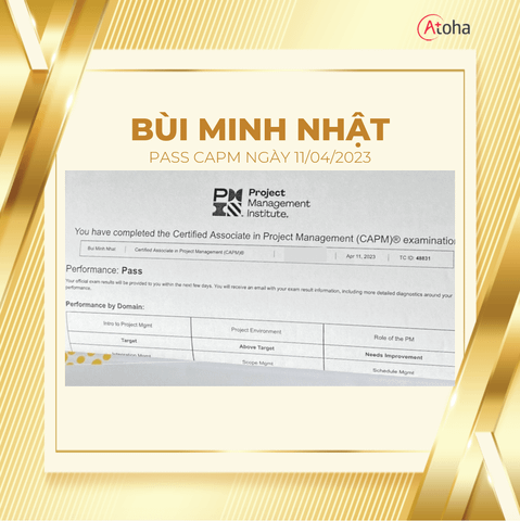Bùi Minh Nhật, CAPMONLINEPRO1, pass CAPM ngày 11/04/2023