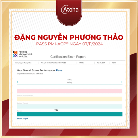 Đặng Nguyễn Phương Thảo, PMI-ACPONLINEPRO26, pass PMI-ACP® ngày 07/11/2024