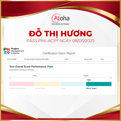 Đỗ Thị Hương, PMI-ACPONLINEPRO32, pass PMI-ACP® ngày 08/05/2025