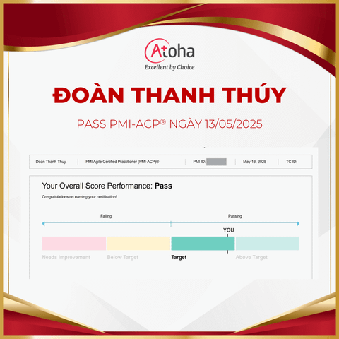 Đoàn Thanh Thúy, PMI-ACPONLINEPRO32, pass PMI-ACP® ngày 13/05/2025