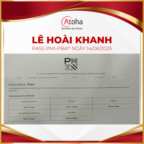 Lê Hoài Khanh, PMI-PBAONLINEPRO16, pass PMI-PBA ngày 14/06/2025