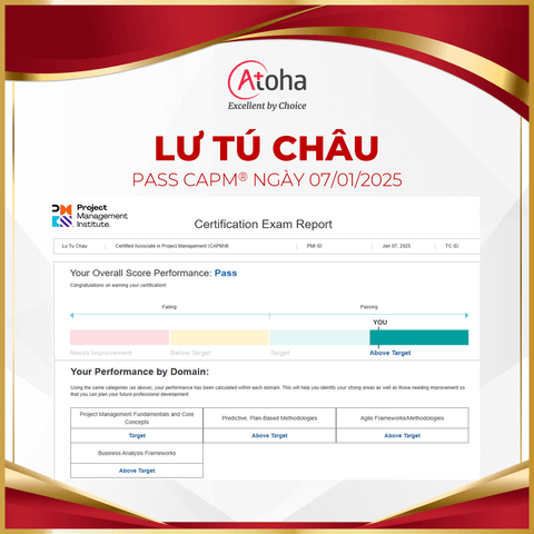 Lư Tú Châu, CAPMONLINEPRO4, pass CAPM® ngày 07/01/2025